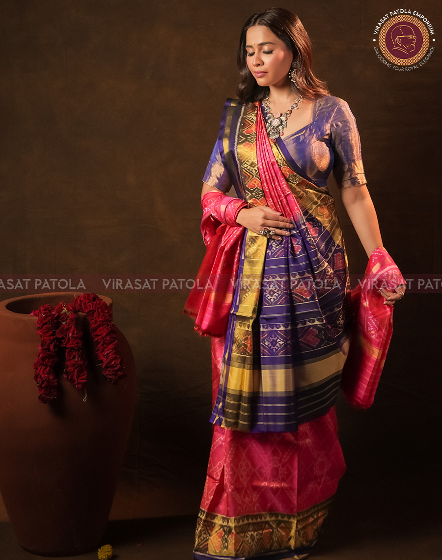 Light Pink Traditional Design Patola Saree