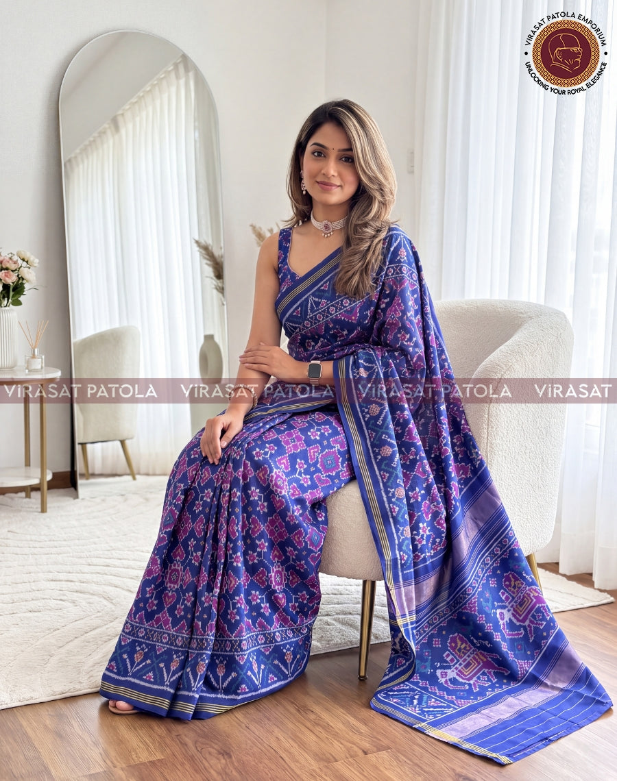 Blue Manekchowk Traditional Patola Saree